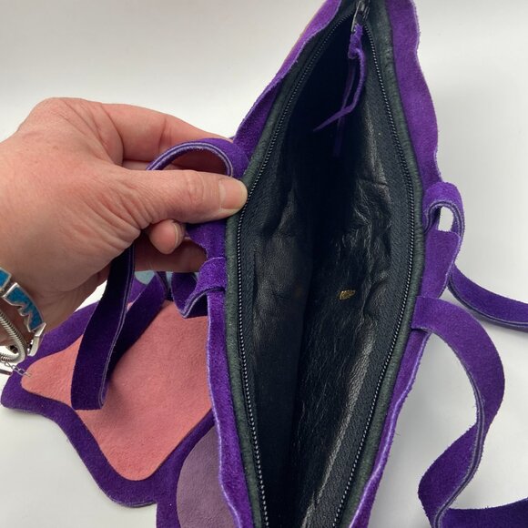 Vintage All Suede Leather Butterfly Purse Mark Cross England Brand 50's to 70's - Picture 5 of 14